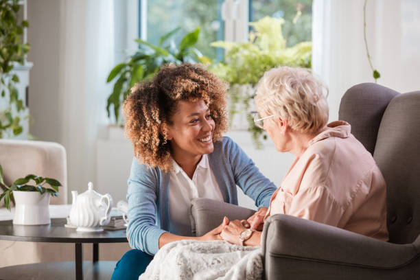 Caregiver listening attentively
